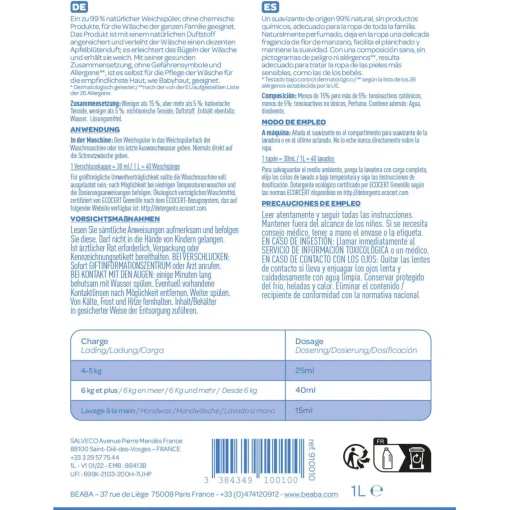 BÉABA Désinfectants Et Nettoyants<Assouplissant 1L fleurs de pommier