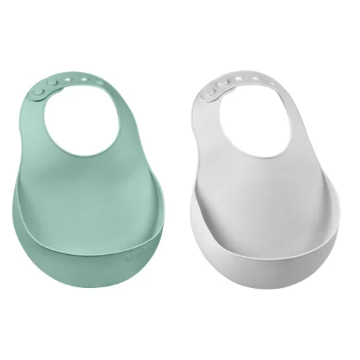 BÉABA Couverts Vaisselle Et Bavoirs<Lot de 2 bavoirs silicone Gris clair/Vert sauge
