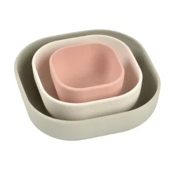 BÉABA Goûter Sain|Couverts Vaisselle Et Bavoirs<Lot de 3 bols silicone gigogne Rose/Gris velours