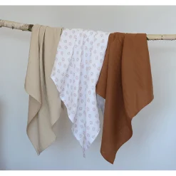 BÉABA Accessoires De Toilette|Baignoires Et Accessoires<Lot de 3 langes en coton Herrisson/Marron